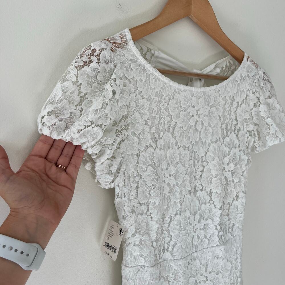 Free People NWT Hailee White Ivory Lace Back Tie Mini Dress, Size XS - Picture 11 of 13
